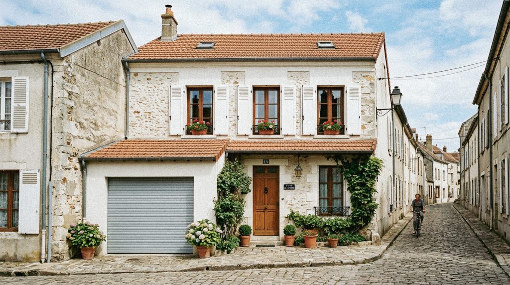 Maison de ville, rue pavée