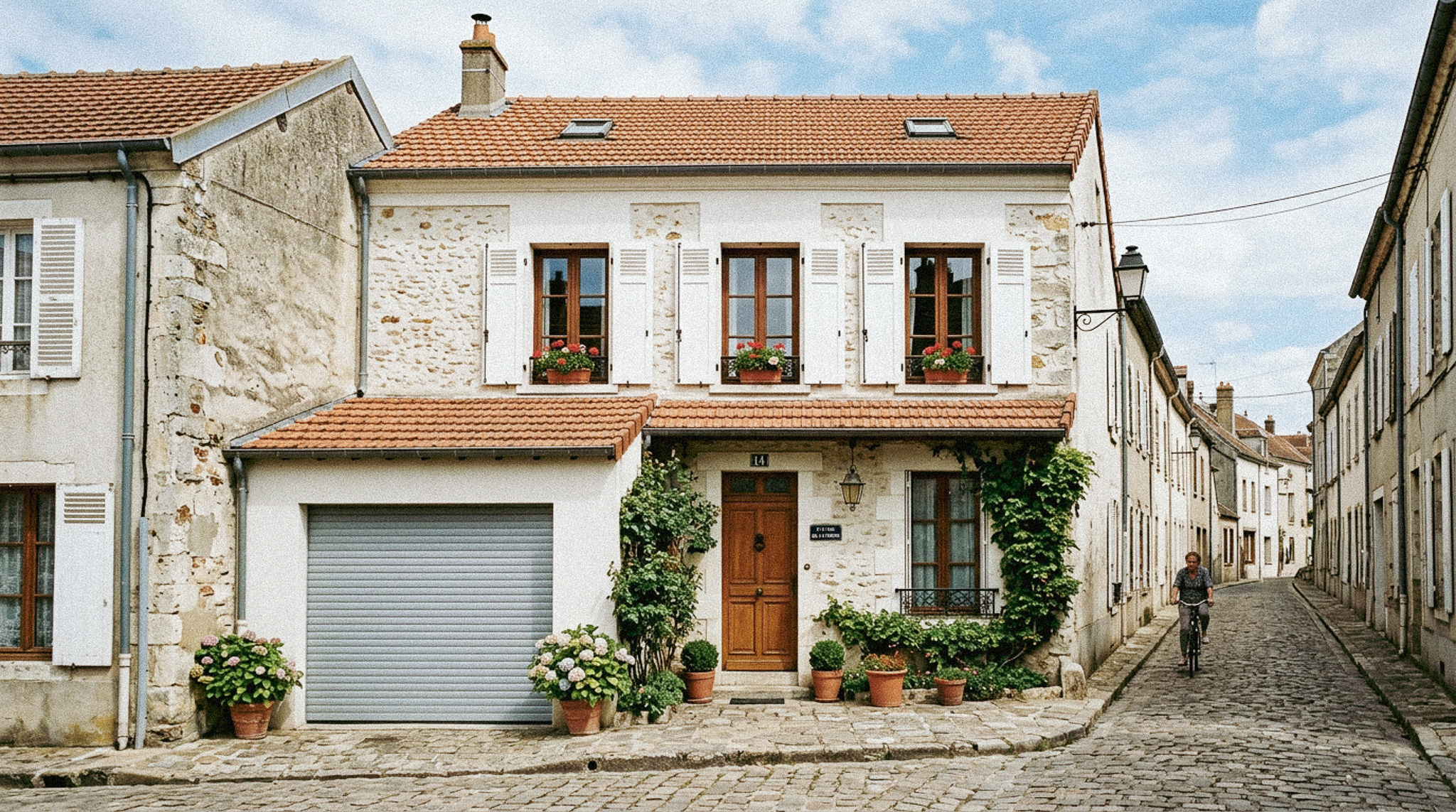Maison de ville, rue pavée